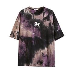 GURUNVANI T-Shirt Herren Harajuku Streetwear T-Shirt Männer T-Shirt Halbarm Hip Hop T-Shirt, 3322 Violett, Klein von GURUNVANI