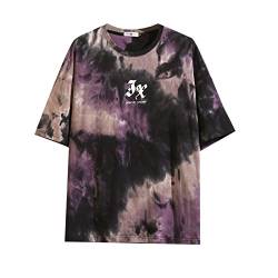 GURUNVANI T-Shirt Herren Harajuku Streetwear T-Shirt Männer T-Shirt Halbarm Hip Hop T-Shirt, 3322 Violett, XL von GURUNVANI