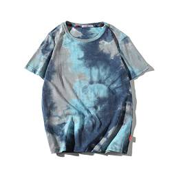 GURUNVANI T-Shirt Männer Tie Dyed Tees Streetwear Hip Hop Top, T3133Blue, Large von GURUNVANI