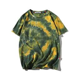 GURUNVANI T-Shirt Männer Tie Dyed Tees Streetwear Hip Hop Top, T3133Green, Large von GURUNVANI