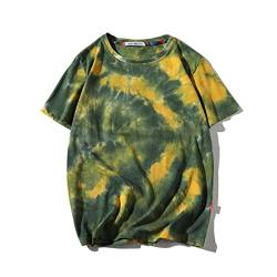 GURUNVANI T-Shirt Männer Tie Dyed Tees Streetwear Hip Hop Top, T3133Green, Medium von GURUNVANI