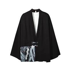 Herren Kurzarm Japanische Harajuku Hemd Sommer Jacke Tops Shirts, 13schwarz, S/3XL von GURUNVANI