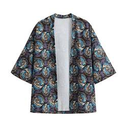 Herren Kurzarm Japanische Harajuku Shirt Sommer Jacke Tops Shirts, 20f12blau, M von GURUNVANI