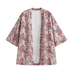 Herren Kurzarm Japanische Harajuku Shirt Sommer Jacke Tops Shirts, 20f12rot, L von GURUNVANI