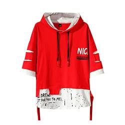 Herren Mode Trends Hoodies Hip Hop Patchwork Pullover Hoodie Top, 20W602Rot, Small von GURUNVANI