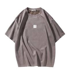 Herren T-Shirt Streetwear Harajuku Tops Kurzarm Rundhals T-Shirt, T3408Grau, XXL von GURUNVANI