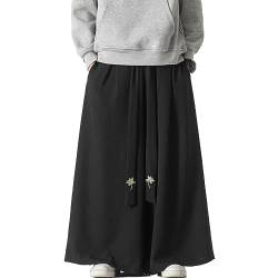 Herrenhose mit weitem Bein und Kordelzug Japanische weiche Yogahose Hip Hop Baggy Trousers, K227Schwarz, Large von GURUNVANI