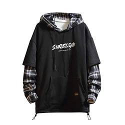 Japan Style Patchwork-Hoodies für Herren, Characters, Streetwear, Hoodie, Herren-Sweatshirt - Schwarz - XX-Large von GURUNVANI