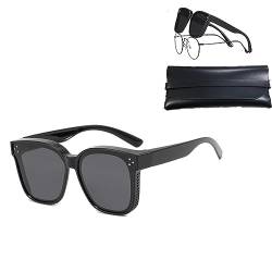 GUSHE Universelle Modelle von kurzsichtigen Sonnenbrillen, Überbrille Sonnenbrille für Brillenträger, Polarisiert Sonnenbrille Überbrille, Überziehbrille Damen Herren, Fit-Over Sonnenbrille (Schwarz) von GUSHE