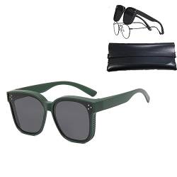 Universelle Modelle von kurzsichtigen Sonnenbrillen, Überbrille Sonnenbrille für Brillenträger, Polarisiert Sonnenbrille Überbrille, Überziehbrille Damen Herren, Fit-Over Sonnenbrille (Grün) von GUSHE