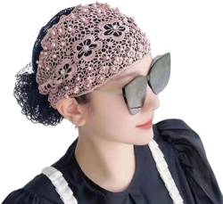 Women's Floral Lace Headwrap, Florales Spitzen Stirnbänder für Frauen, Haarbänder mit Spitzen Damen, Stirnband mit Perle, Vintage Elegant Breite Spitze Stirnbänder für Frauen und Mädchen (Pink) von GUSHE