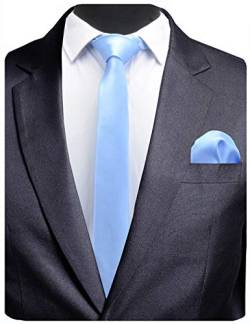 GUSLESON 6,1 cm schmale Krawatte und Taschentuch-Set für Herren, solide schmale Krawatte, 04, Medium von GUSLESON
