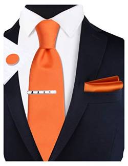 GUSLESON Krawatten- und Einstecktuch-Manschettenknöpfe, 8 cm, einfarbig, Set, Pumpkin Orange, Allgemeines von GUSLESON