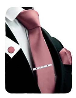 GUSLESON Manschettenknöpfe mit Krawatte und Einstecktuch, 8 cm, einfarbig, Dusty Rose, M von GUSLESON