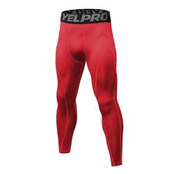 GUSYBON Herren Kompressionshose Sport Trainingshosen Atmungsaktiv Schnelltrocknendes Tights Fitness Muskelhose (L, Rot) von GUSYBON