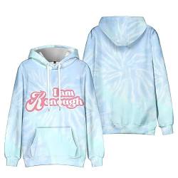 GUTOUWAN I am Kenough Hoodie Herbst Winter Langarm Sweatshirt Fronttasche Kordelzug Kapuze Krawatte Farbstoff Pullover 01-Cyan M von GUTOUWAN