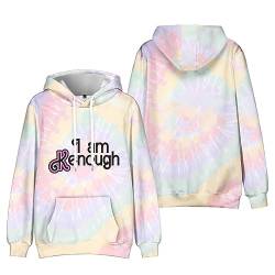 GUTOUWAN I am Kenough Hoodie Herbst Winter Langarm Sweatshirt Fronttasche Kordelzug Kapuze Krawatte Farbstoff Pullover 01-Rosa 5XL von GUTOUWAN