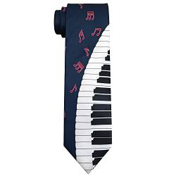 GUUNIEE Saxophon-Krawatte für Herren, formell, 8,2 cm, Klavier-Musiknoten, Schwarze und weiße Tastatur, rote Note von GUUNIEE