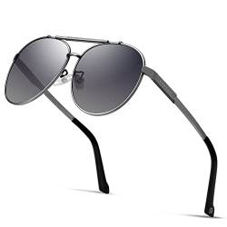 GUZTAG Sonnenbrille Herren Pilotenbrille Polarisiert Prämie Al MG Metall Rahmen Unisex Uv Schutz 400 Fahren Sonnenbrillen G8002 von GUZTAG