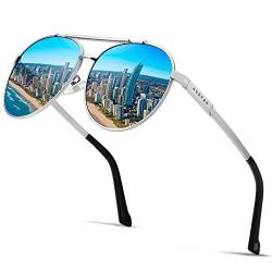GUZTAG Sonnenbrille Herren Pilotenbrille Verspiegelt Polarisiert Prämie Al MG Metall Rahmen Unisex Uv Schutz 400 Fahren Sonnenbrillen G8002 von GUZTAG