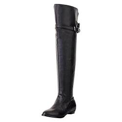 GVGV Damen Hohe Stiefel Schuhe Plateau Mode Overknee Stiefel High Heels Lang gefütterte Boots Langschaft Stiefel Schlupfstiefel Sockenstiefel Winterschuhe Ankle Boots, 37 EU, Schwarz von GVGV