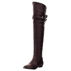 GVGV Damen Hohe Stiefel Schuhe Plateau Mode Overknee Stiefel High Heels Lang gefütterte Boots Langschaft Stiefel Schlupfstiefel Sockenstiefel Winterschuhe Ankle Boots von GVGV