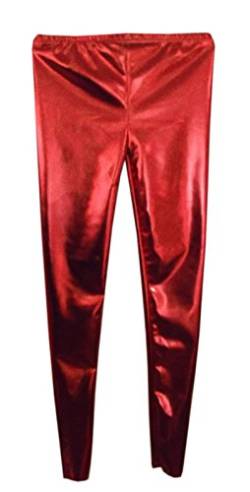 Metallic-glänzende Leggings ohne Fuß für Mädchen und Damen Gr. 11-12 Jahre, rot von GW Fashions