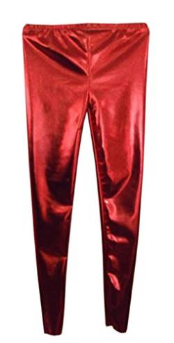 Metallic-glänzende Leggings ohne Fuß für Mädchen und Damen Gr. 5-6 Jahre, rot von GW Fashions