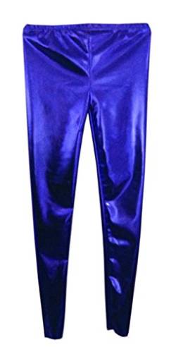 Metallic-glänzende Leggings ohne Fuß für Mädchen und Damen Gr. 9-10 Jahre, blau von GW Fashions