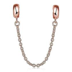 925 Sterling Silber Gummi Spacer Stopper Bead Charm Sicherheitskette für Pandora Stil Armbänder (Rose-Gold) von GW