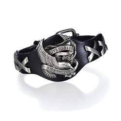 Cool Stil Herren Armband Leder Herrenarmband Lederarmband Armbänder für Herren Damen Jugend (Schwarz) von GW