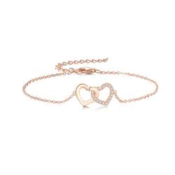 GW Armband Damen Rosegold Aus 925 Sterling Silber Armband mit Herz Anhänger Silber Schmuck Geschenke für Frauen Mama Beste Freundin von GW