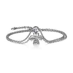 Globalwin Jewellery Damenarmband Frauen 925 Silber Armbänder Elegant Armbander für Damen Geschenk Hochzeit Party Täglich (Weiss-Blumen) von GW