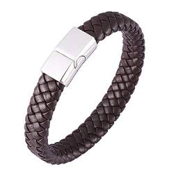 klassischer Herren Armband Leder Herrenarmband Armbänder für Herren Jugend Geschenk Schwarz 18.5-21.5cm (Braun, 165mm) von GW