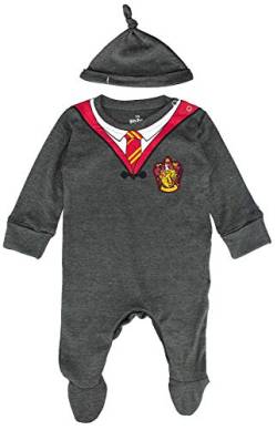Lizenzierter Harry Potter Baby-Strampler mit Mütze Gryffindor für Jungen oder Mädchen, anthrazit, 6-9 Monate von GWCC