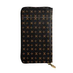 GWINDI Magische Blatt Braun Männer Und Frauen Leder Brieftaschen Clutches Und Brieftaschen Weiches Leder Print Zip Multi Kartenfächer, Magisches Blatt braun, Einheitsgröße von GWINDI