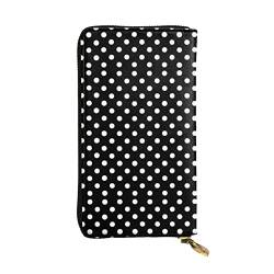 GWINDI Schwarz Und Weiß Polka Dots Männer Und Frauen Leder Brieftaschen Clutches Und Brieftaschen Weiches Leder Print Zip Multi Kartenfächer, Schwarz-weiße Punkte, Einheitsgröße von GWINDI