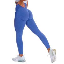 GWS SHOP Damen Leggings Sport Damen High Waist, Scrunch Butt Push Up Leggings Premium Qualität Elastisch Yoga Leggings (DE/NL/SE/PL, Alphanumerisch, M, Regular, Regular, Blau) von GWS SHOP