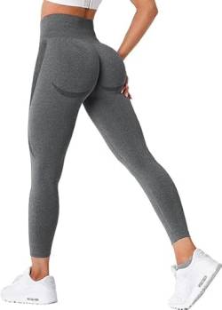 GWS SHOP Damen Leggings Sport Damen High Waist, Scrunch Butt Push Up Leggings Premium Qualität Elastisch Yoga Leggings (DE/NL/SE/PL, Alphanumerisch, M, Regular, Regular, Grau) von GWS SHOP