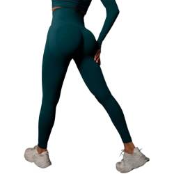 GWS SHOP Damen Leggings Sport Scrunch Butt Damen High Waist, Scrunch Butt Push Up Leggings Premium Qualität Elastisch Yoga Leggings (DE/NL/SE/PL, Alphanumerisch, L, Regular, Regular, Dunkelgrün) von GWS SHOP