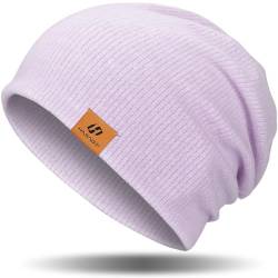 GXCROR Beanie Damen Mütze Herren Warm Slouch Beanie Mütze Unisex Weich Wintermütze Atmungsaktiv Mütze Damen Winter für Chemo, Skifahren, Laufen, Radfahren (Helles Lila) von GXCROR