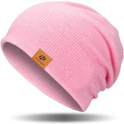 GXCROR Beanie Damen Mütze Herren Warm Slouch Beanie Mütze Unisex Weich Wintermütze Atmungsaktiv Mütze Damen Winter für Chemo, Skifahren, Laufen, Radfahren (Rosa) von GXCROR