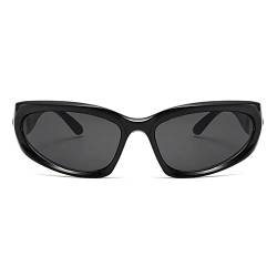 GXFCAI Modische Y2K Sonnenbrille für Herren und Damen, 2000er-Jahre-Zubehör, coole Cyber-Brillen, Lampenschirme, Biker-Fahrer, neuer Sport, UV400, Schwarz , Einheitsgröße von GXFCAI