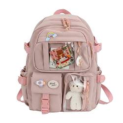 GXFCAI Rucksack Kawaii Rucksack Wasserdicht Multi-Taschen Nylon Schulrucksack Für Mädchen Frauen Schulbuch Rucksack Laptop Niedlich Nylon von GXFCAI