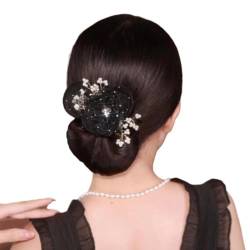 Haarknotenmacher, Blumenschleife, exquisit, modisch, Haarklammern für langes Haar, Frauen und Mädchen, Netz-Haarstyling-Zubehör von GXFCAI