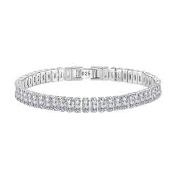 GXFCC 925 Sterling Silber Armband Eleganter Zirkon Kristall Modeschmuck for Frauen Verlobung Hochzeit Glamour Schmuck 18 CM von GXFCC