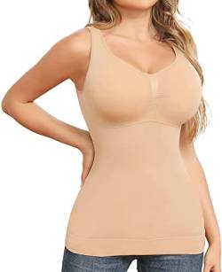 GXIN Cami Shaper mit eingebautem BH Shaping Camisoles für Frauen Bauchkontrolle Tank Top Unterröcke Shapewear (Nackt, XL) von GXIN