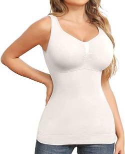 GXIN Cami Shaper mit eingebautem BH Shaping Camisoles für Frauen Bauchkontrolle Tank Top Unterröcke Shapewear (Weiß, M) von GXIN