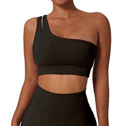 GXIN Frauen eine Schulter Yoga-BH Ausschnitt Riemen sportlich Sport Laufen Workout Top (as3, Alpha, l, Regular, Regular, Standard, Rechts-Schwarz, L) von GXIN