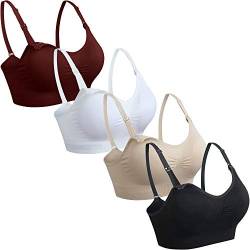 GXXGE Still-BH zum Stillen, Mutterschaft, BHs, Push-Up-Seide, nahtlos, Schwangerschafts-Bralette, Unterwäsche, 4 Stück, 4 Stück (Schwarz Beige Rosenrot Weiß), 3XL Mehr von GXXGE